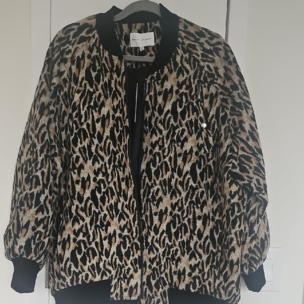Leopard Print Bomber Jacket Rebecca Minkoff